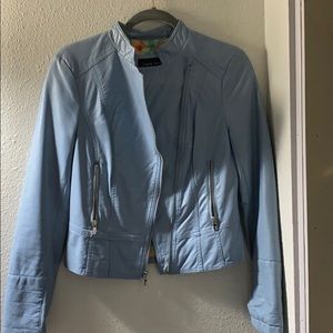 Black Rivet Blue faux leather jacket